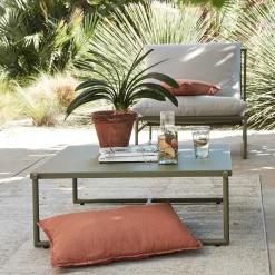 Table basse de jardin carrée en aluminium - vert cèdre