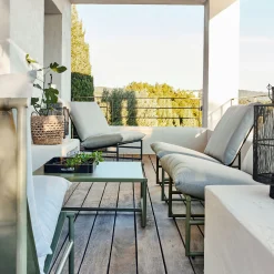 Table basse de jardin carrée en aluminium - vert cèdre