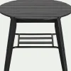 Table basse de jardin ronde en bois d'eucalyptus et aluminium - noir