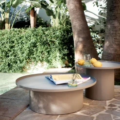 Table basse de jardin ronde en aluminium - beige