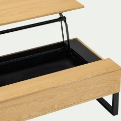 Table basse en bois avec plateau relevable - naturel