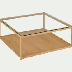 Table basse en chêne et verre L92x92cm - bois clair