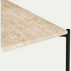 Table basse en travertin et acier L78x78cm - blanc
