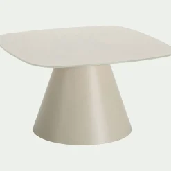 Table basse en verre trempé et acier L70cm - blanc écru