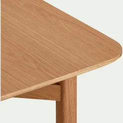 Table basse rectangle en plaqué chêne et piètement en chêne