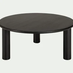 Table basse ronde en bambou massif D80cm - noir