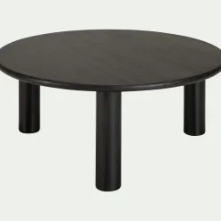 Table basse ronde en bambou massif D80cm - noir