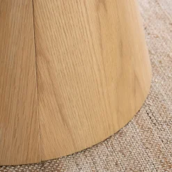 Table basse ronde en céramique et bois D80cm - beige