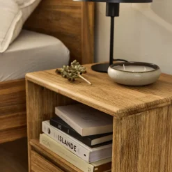 Table de chevet en bois d'acacia 1 tiroir L45xH45xP37cm - bois clair