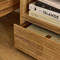 Table de chevet en bois d'acacia 1 tiroir L45xH45xP37cm - bois clair