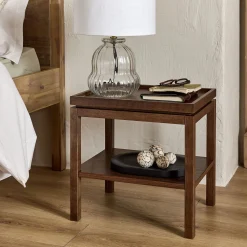 Table de chevet en chêne L45xl35xH45cm - bois foncé