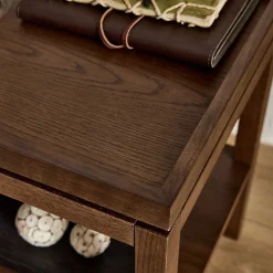 Table de chevet en chêne L45xl35xH45cm - bois foncé