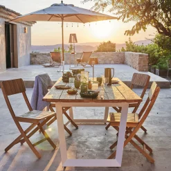 Table de jardin en teck et aluminium - bois clair (8 places)