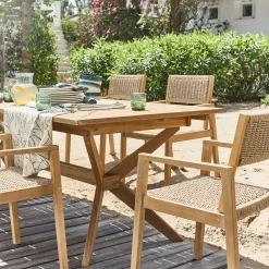 Table de jardin extensible en acacia huilé - bois clair (10 à 12 places)