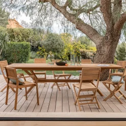 Table de jardin extensible en acacia huilé - bois clair (10 à 12 places)
