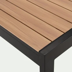 Table de jardin extensible en aluminium effet teck - noir (8 à 12 places)