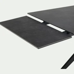 Table de repas extensible en céramique et verre trempé - noir (6 à 10 places)
