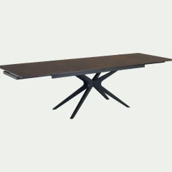 Table de repas extensible en métal et céramique - bronze (10 à 12 places)