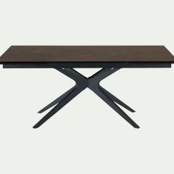 Table de repas extensible en métal et céramique - bronze (10 à 12 places)