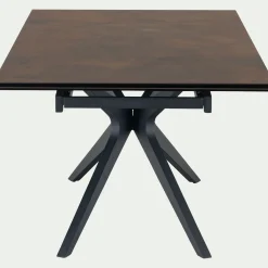 Table de repas extensible en métal et céramique - bronze (10 à 12 places)