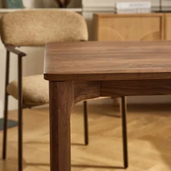 Table de repas fixe en noyer massif - bois foncé (6 places)