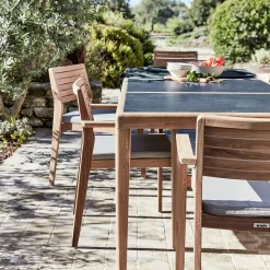 Table de repas jardin en teck massif - noir (8 places)