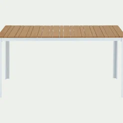 Table de repas jardin en aluminium et polywood- blanc (6 places)
