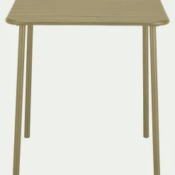Table de repas jardin fixe carrée en acier - vert kaki (2 places)