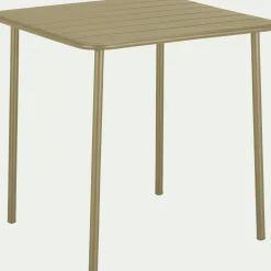 Table de repas jardin fixe carrée en acier - vert kaki (2 places)