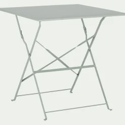 Table de repas jardin pliante en acier - vert olivier (2 places)