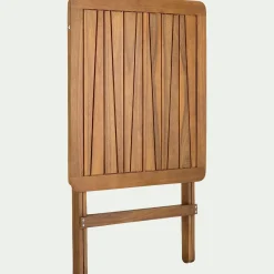 Table de repas jardin pliante carrée en acacia huilé - bois foncé (2 places)
