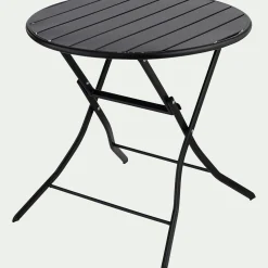 Table de repas jardin ronde en acier - noir (2 places)