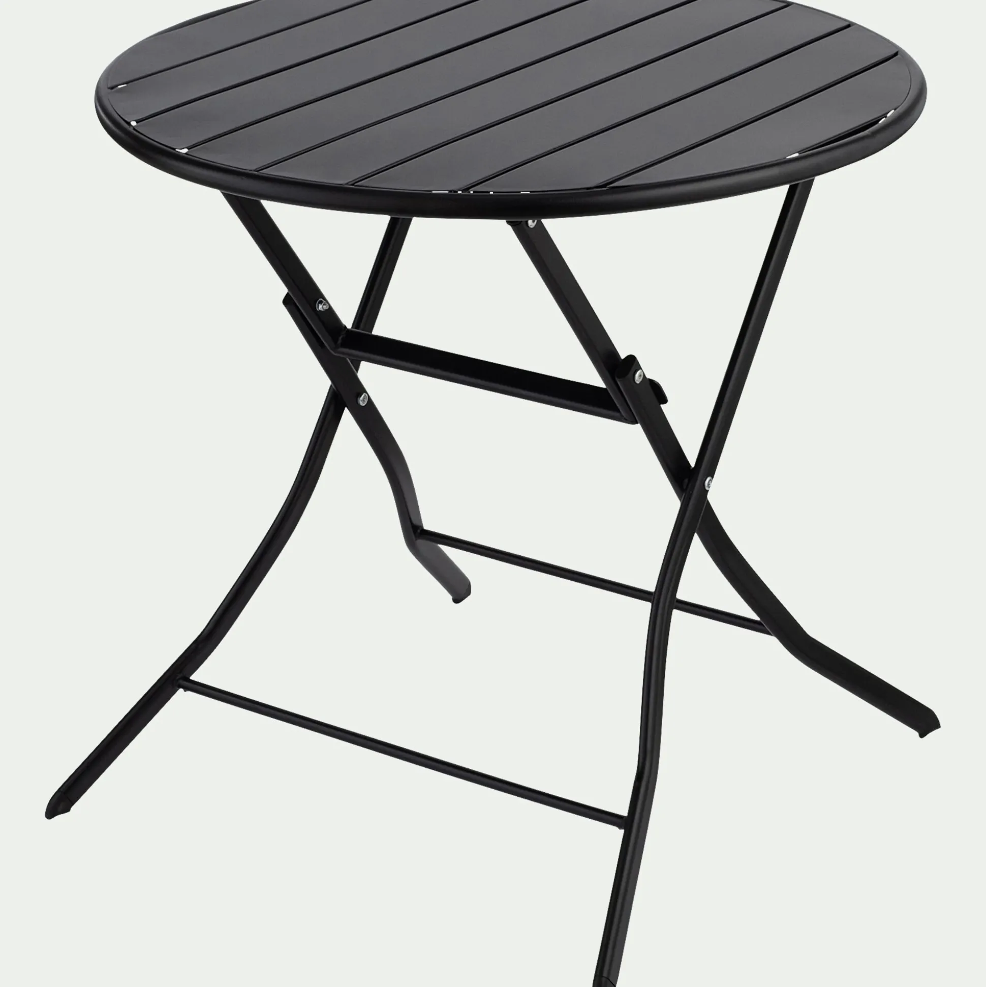 Table de repas jardin ronde en acier - noir (2 places)