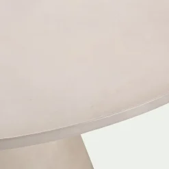 Table de repas jardin ronde en béton ciré - blanc (6 places)