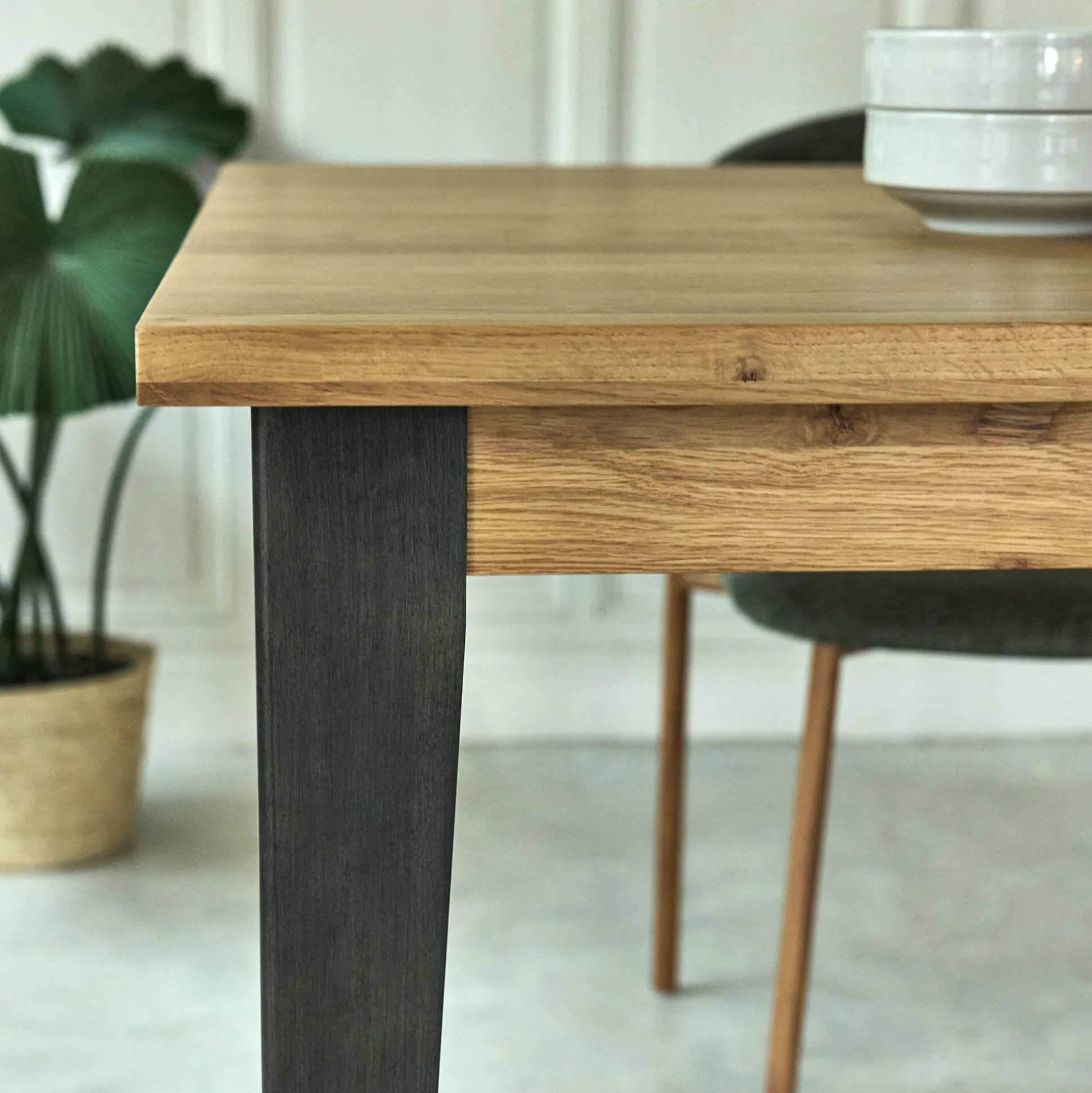 Table de repas rectangulaire en chêne et acier - bois clair (10 places)