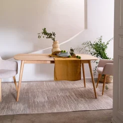 Table de repas rectangulaire en bois de chêne - bois clair (6 places)