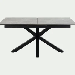 Table de repas rectangulaire extensible en céramique - gris (6 à 8 places)