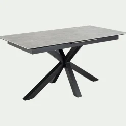 Table de repas rectangulaire extensible en céramique - gris (6 à 8 places)