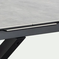 Table de repas rectangulaire extensible en céramique - gris (6 à 8 places)