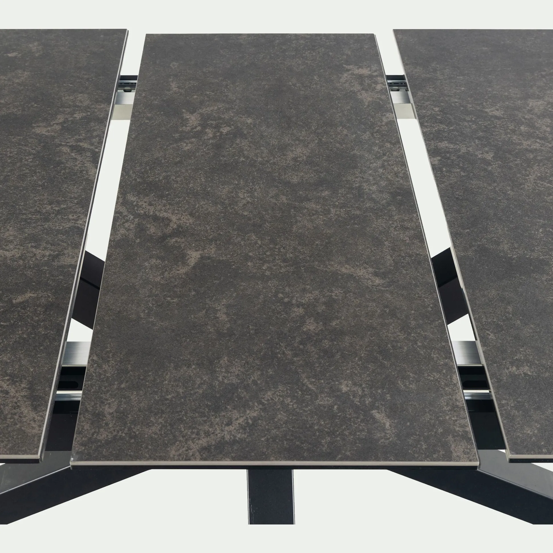 Table de repas rectangulaire extensible en céramique - noir (6 à 8 places)