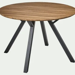 Table de repas ronde effet chêne - bois foncé (4 places)