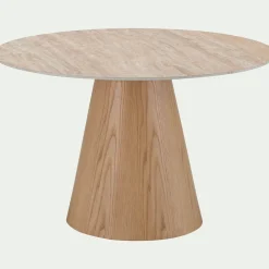 Table de repas ronde en bois et céramique - bois clair (4 à 6 places)