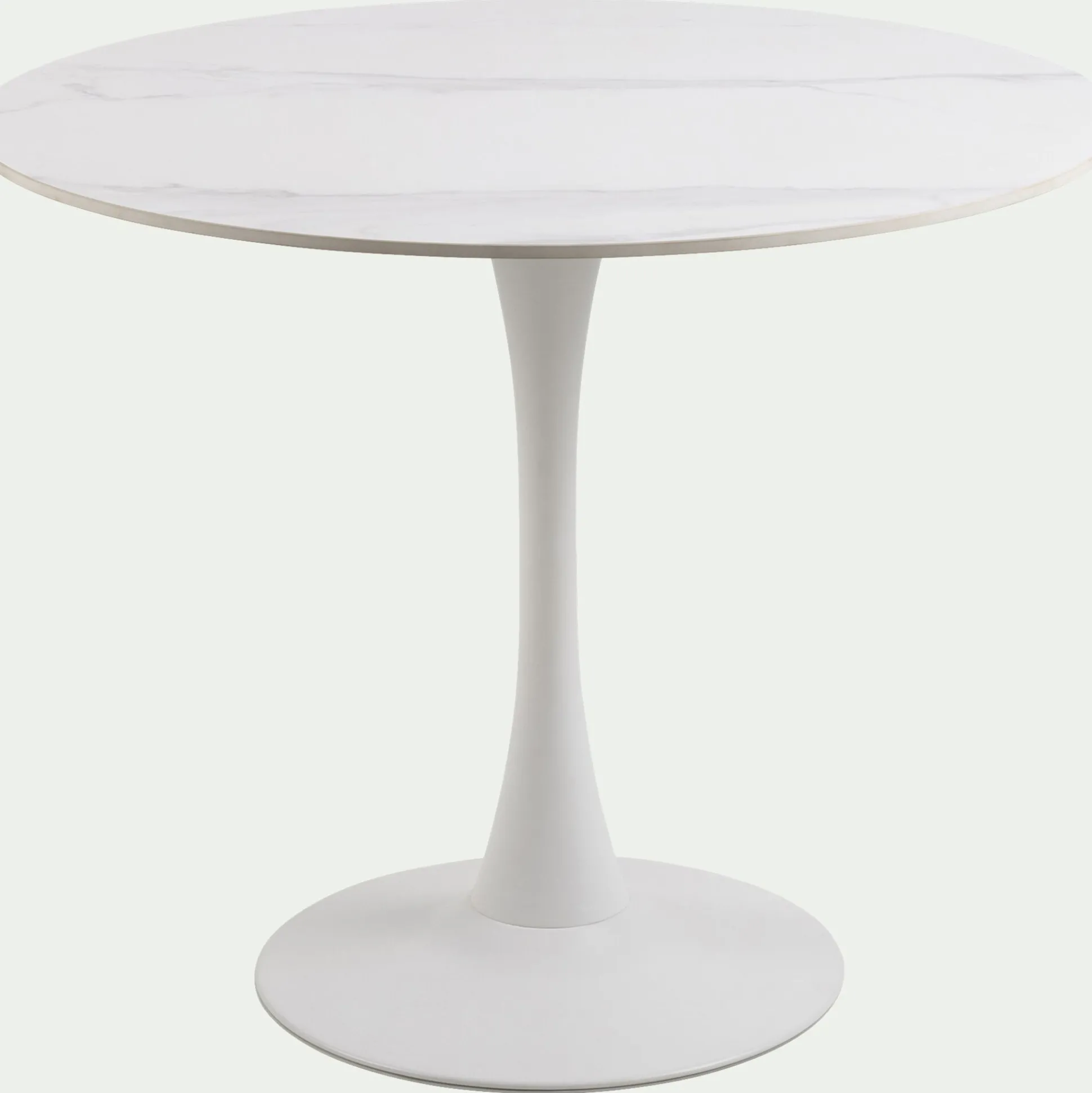 Table de repas ronde en bois et céramique - blanc (4 places)