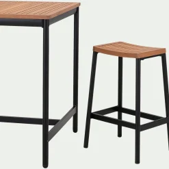 Table haute de repas jardin en eucalyptus - bois clair (6 places)