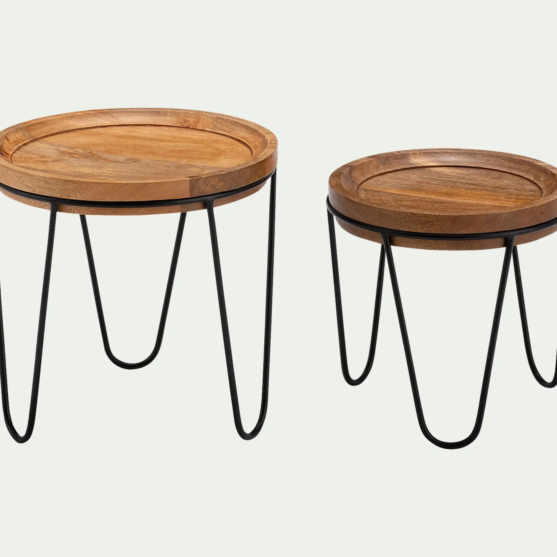 Tables gigognes en bois de manguier - bois foncé