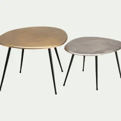 Tables gigognes en fonte d'aluminium - Doré