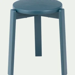 Tabouret bas en bois de frêne H45cm - bleu figuerolles