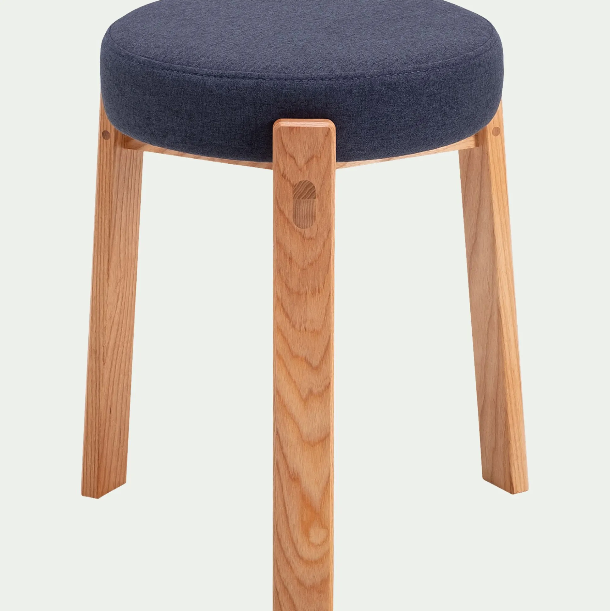 Tabouret bas en bois de frêne et tissu H45cm - bleu ceou