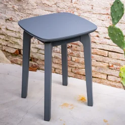 Tabouret bas en bois d'hévéa H45cm - gris restanque