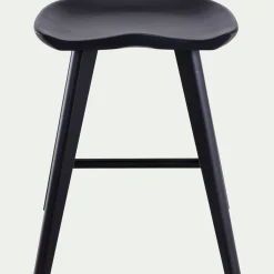 Tabouret bas en chêne massif H49cm - noir